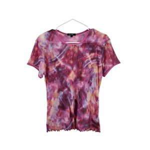 Therapy Women's Mesh Y2K Nylon Tie Dye Short Sleeves Tee - L